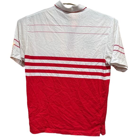 Dons Group Attire Golf Polo Shirt XL Red White Striped Cotton Blend Embroidered - Picture 3 of 8